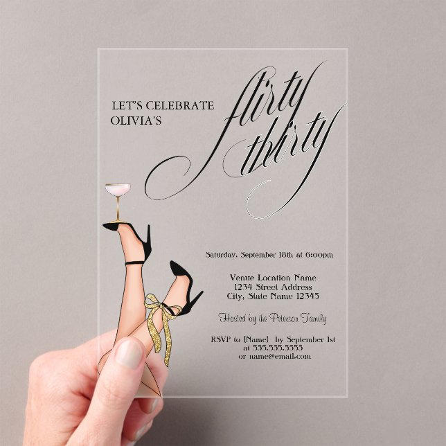 Invitations En Acrylique Flyrty Thirty High Heels Cocktail  30e  (In situ (ordinateur de poche))