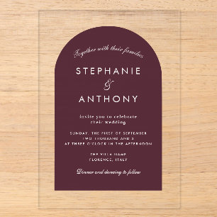 Invitations En Acrylique Fond de mariage Villa toscane avec arche de Bourgo
