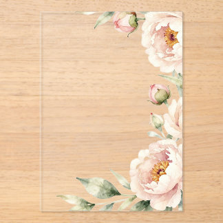 Invitations En Acrylique Fond floral élégant de pivoine en aquarelle rose p