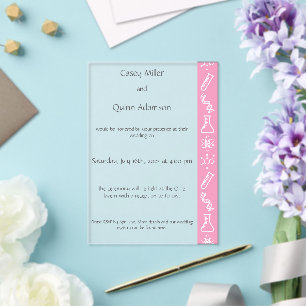 Invitations En Acrylique Forces Attractives en Rose Acrylique pour Mariage