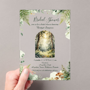 Invitations En Acrylique Forêt Enchantée Aquarelle douche de mariée bohème