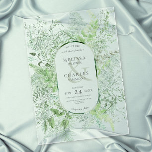Invitations En Acrylique Fougère Verte Rustique Feuillage Vert Émeraude Mar