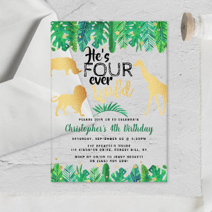 Invitations En Acrylique Four Ever Wild Boys 4e fête d'anniversaire