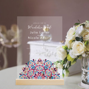 Invitations En Acrylique Fragrance florale vibrante Délice Mandala Mariage