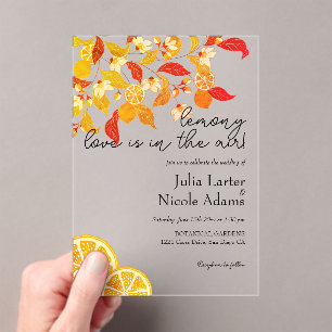 Invitations En Acrylique Fraîcheur Citrus Foliage Mariage