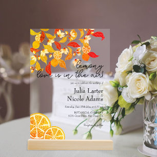 Invitations En Acrylique Fraîcheur Citrus Foliage Mariage