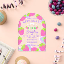 Fraise Anniversaire rose Carte d'invitation