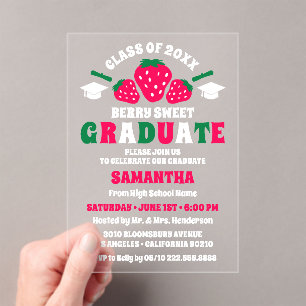 Invitations En Acrylique Fraise Berry Sweet Graduation Party