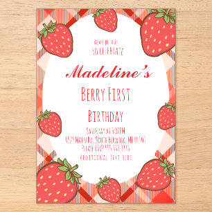 Invitations En Acrylique Fraises de première fraise Fruit Anniversaire