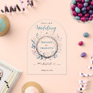 Invitations En Acrylique Frame Fleur sauvage Pastel de Wreath Branche Flore