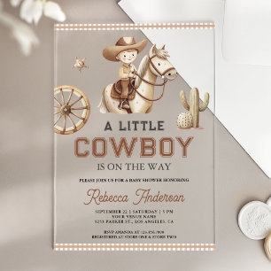 Invitations En Acrylique Franchir le Ranch Rodeo Little Cowboy Baby Shower