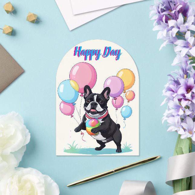 Invitations En Acrylique French Bulldog Happy Day Französische Bulldogge  (Insitu (Mariage))