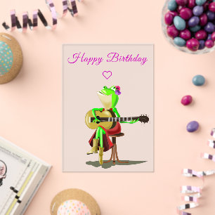 Invitations En Acrylique Frog Jouer Guitare Drôle Carte Anniversaire