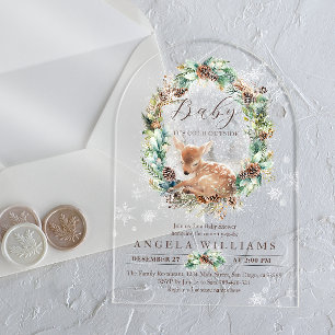 Invitations En Acrylique Froid à l'extérieur Fleur de cerf hivernale bleue