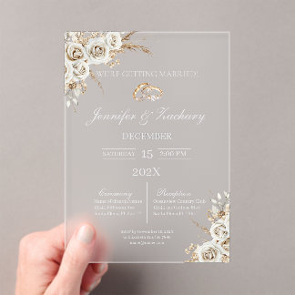 Invitations En Acrylique Frosted acrylic boho wedding