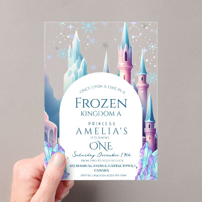 Invitations En Acrylique Frozen 1st Birthday Cartoon Castle (In situ (ordinateur de poche))