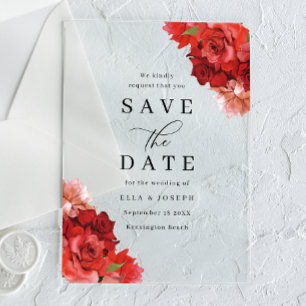 Invitations En Acrylique Fuchsia Rose Rouge Juteux Floral Mariage Économise