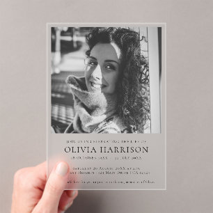 Invitations En Acrylique Funérailles minimalistes   Célébration moderne de 