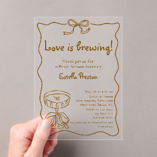 Invitations En Acrylique Funky Retro Love est une Bridal Shower Martini Bre