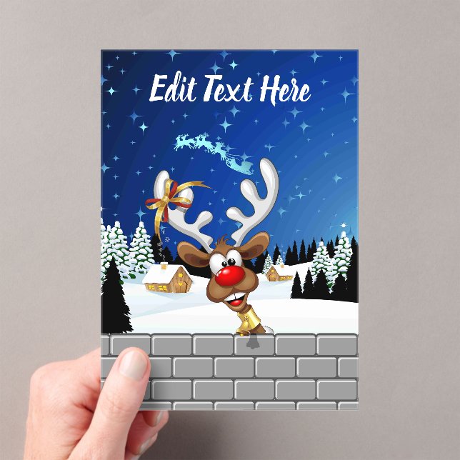 Invitations En Acrylique Funny Reindeer Peeking Christmas Meme  (In situ (ordinateur de poche))