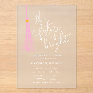 Invitations En Acrylique Futur Bright Pink Tassel Graduation Party