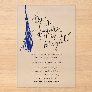 Invitations En Acrylique Futur est Bleu Bleu brillant Tassel Graduation Par