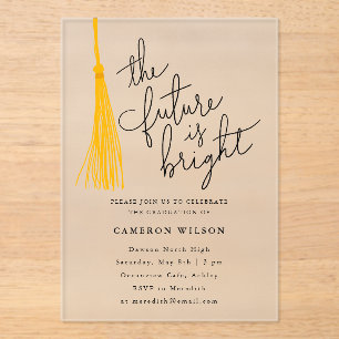 Invitations En Acrylique Futur Est Bright Jaune Tassel Graduation Party
