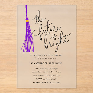 Invitations En Acrylique Futur Est Bright Purple Tassel Graduation Party