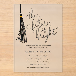 Invitations En Acrylique Futur est noir brillant Tassel noir fête de gradua