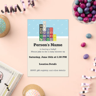 Invitations En Acrylique Future Chemist's Blocks Baby Shower