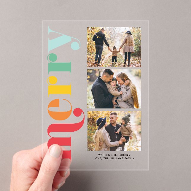 Invitations En Acrylique Galerie de Noël "Très Joyeux" de 3 Photos (In situ (ordinateur de poche))