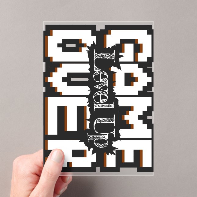 Invitations En Acrylique Game Over, Level Up: Pixelated Retro Game World (In situ (ordinateur de poche))