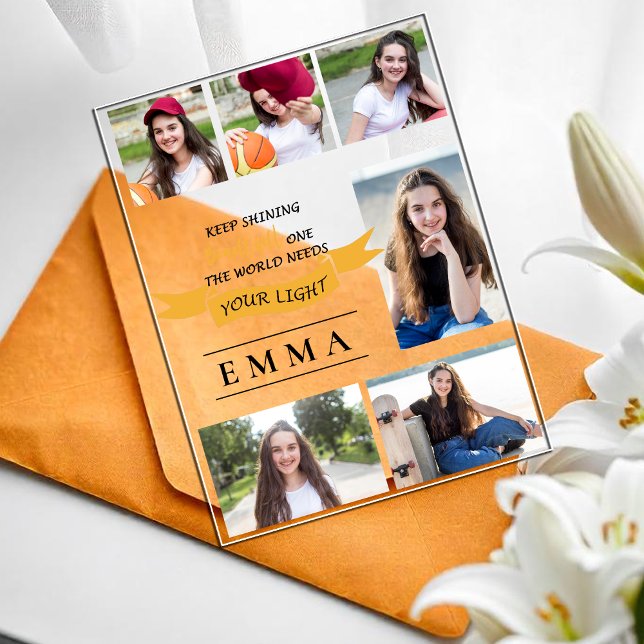 Invitations En Acrylique Garder brillant Acrylique multi-photo Grad Faire-p (Keep Shining Acrylic Multi Photo Grad Announcement)