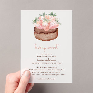 Invitations En Acrylique Gâteau aux fraises Berry Sweet pour Baby Shower