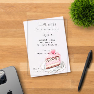 Invitations En Acrylique Gâteau d'anniversaire cœur rose animal léopard