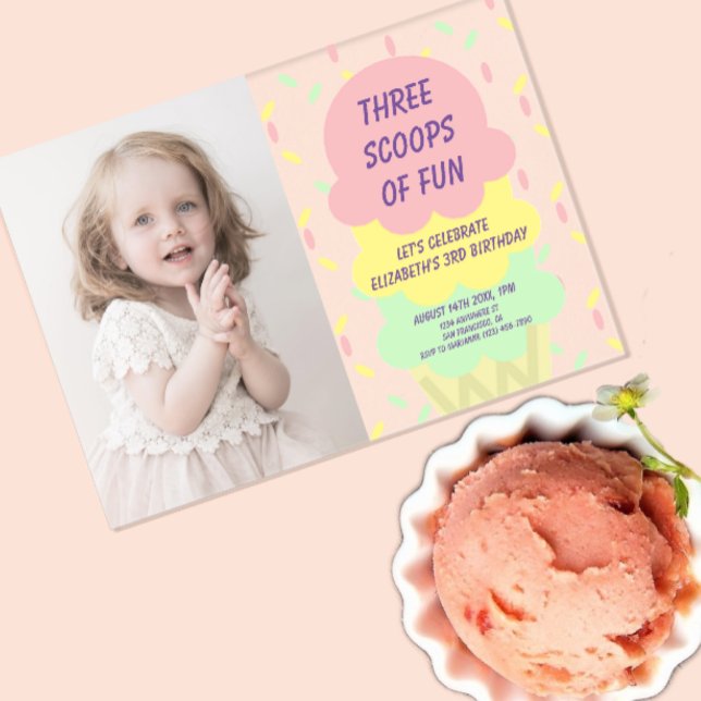 Invitations En Acrylique Gâteau de glace 3e anniversaire (Créateur téléchargé)