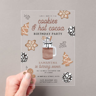 Invitations En Acrylique Gâteaux de Noël & Chocolat Chaud Enfants Anniversa