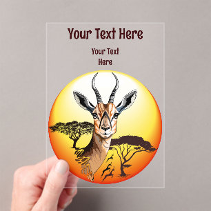 Invitations En Acrylique Gazelle Antelope africaine animal sauvage