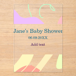Invitations En Acrylique Genre neutre formes abstraites nom du baby shower