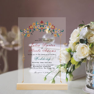 Invitations En Acrylique Géométrie Vintage Motif Classique Intriqué Mariage