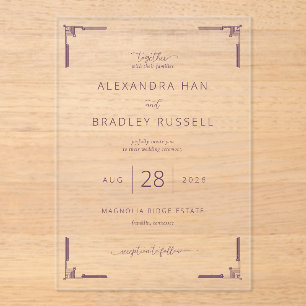 Invitations En Acrylique Géométrique Lavande Élégant