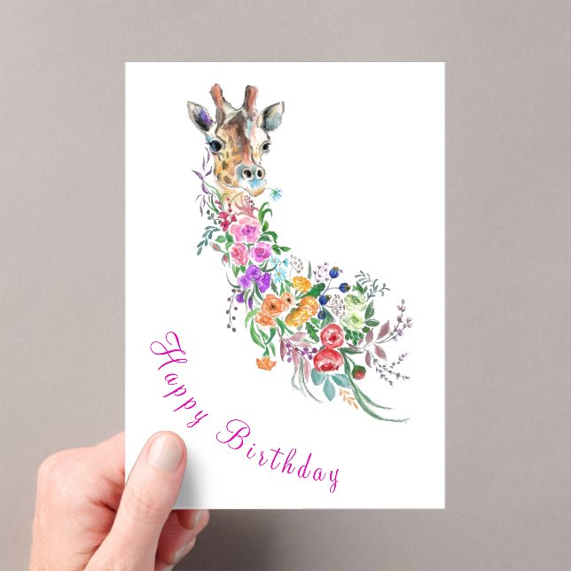 Invitations En Acrylique Giraffe Fleurs Carte d'anniversaire (In situ (ordinateur de poche))
