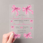 Invitations En Acrylique Girly Coquette Bow Sweet 16 Birthday Blush Pink<br><div class="desc">Celebrate in Style with Girly Coquette Bow Sweet 16 Invitation. Make your Sweet 16 party unforgettable with the Girly Coquette Bow invitation. Customize with your party details for a chic and elegant touch.</div>