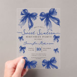 Invitations En Acrylique Girly Coquette Bow Sweet 16 Birthday Navy Blue<br><div class="desc">Celebrate in Style with Girly Coquette Bow Sweet 16 Invitation. Make your Sweet 16 party unforgettable with the Girly Coquette Bow invitation. Customize with your party details for a chic and elegant touch.</div>