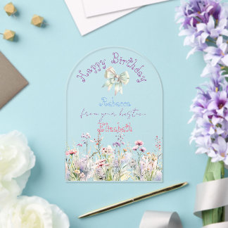 Invitations En Acrylique Girly Pastel Wildflower Satin Coquette 