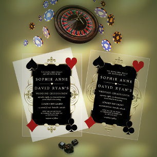 Invitations En Acrylique Gold Art Deco Casino Las Vegas Poker Mariage