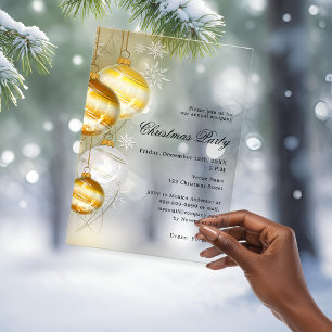 Invitations En Acrylique Gold baubles société gelé Noël fête