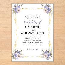 Gold Geometric Rustic Purple Floral Wedding
