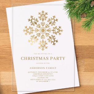Invitations En Acrylique Gold Snowflo Aquarelle Noël Fête de Noël