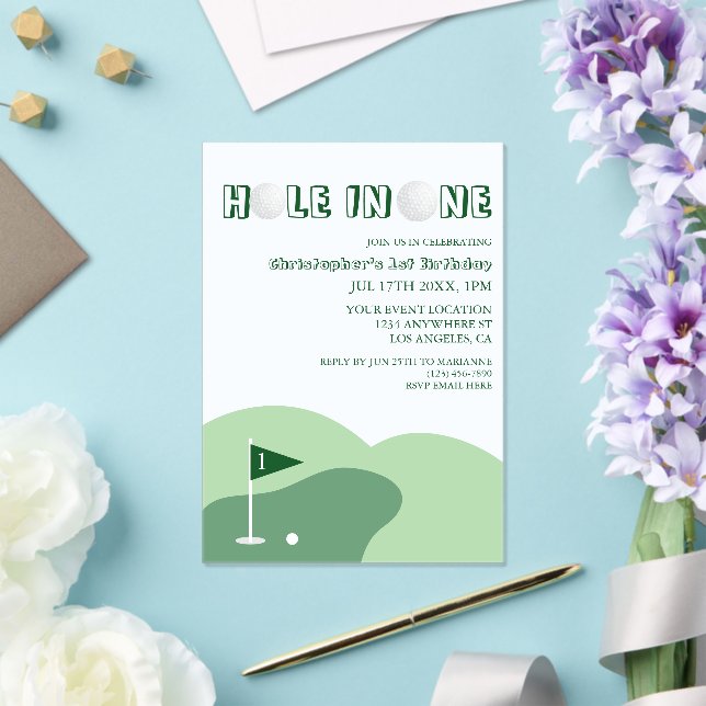 Invitations En Acrylique Golf Boy 1st Birthday (Insitu (Mariage))